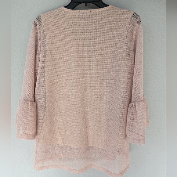 NWT Vecceli Italy Taupe 3/4 length Sleeve Net Blouse - Picture 2 of 4